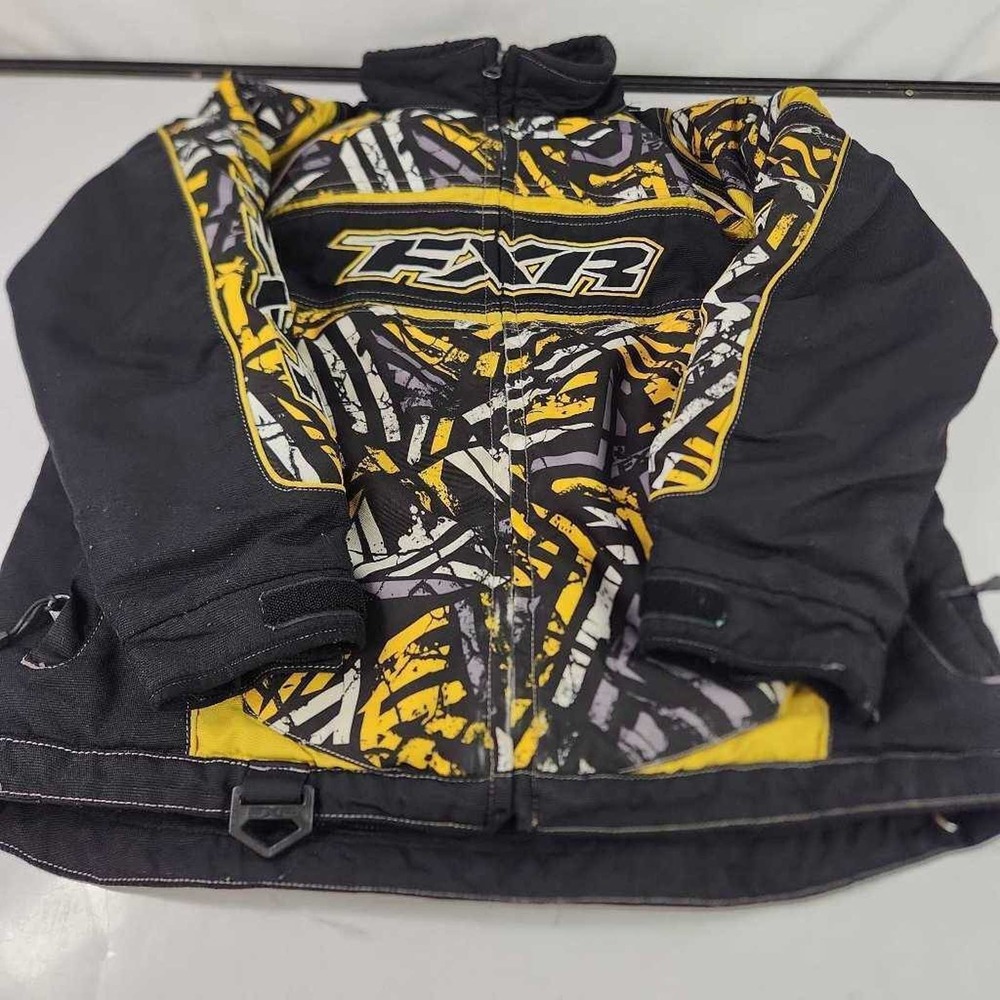 FXR Race Boys Motorcycle Jacket Black Abstract Zip Pockets Long Sleeve Logo 10